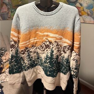 Old navy winter sweater scenery mountains